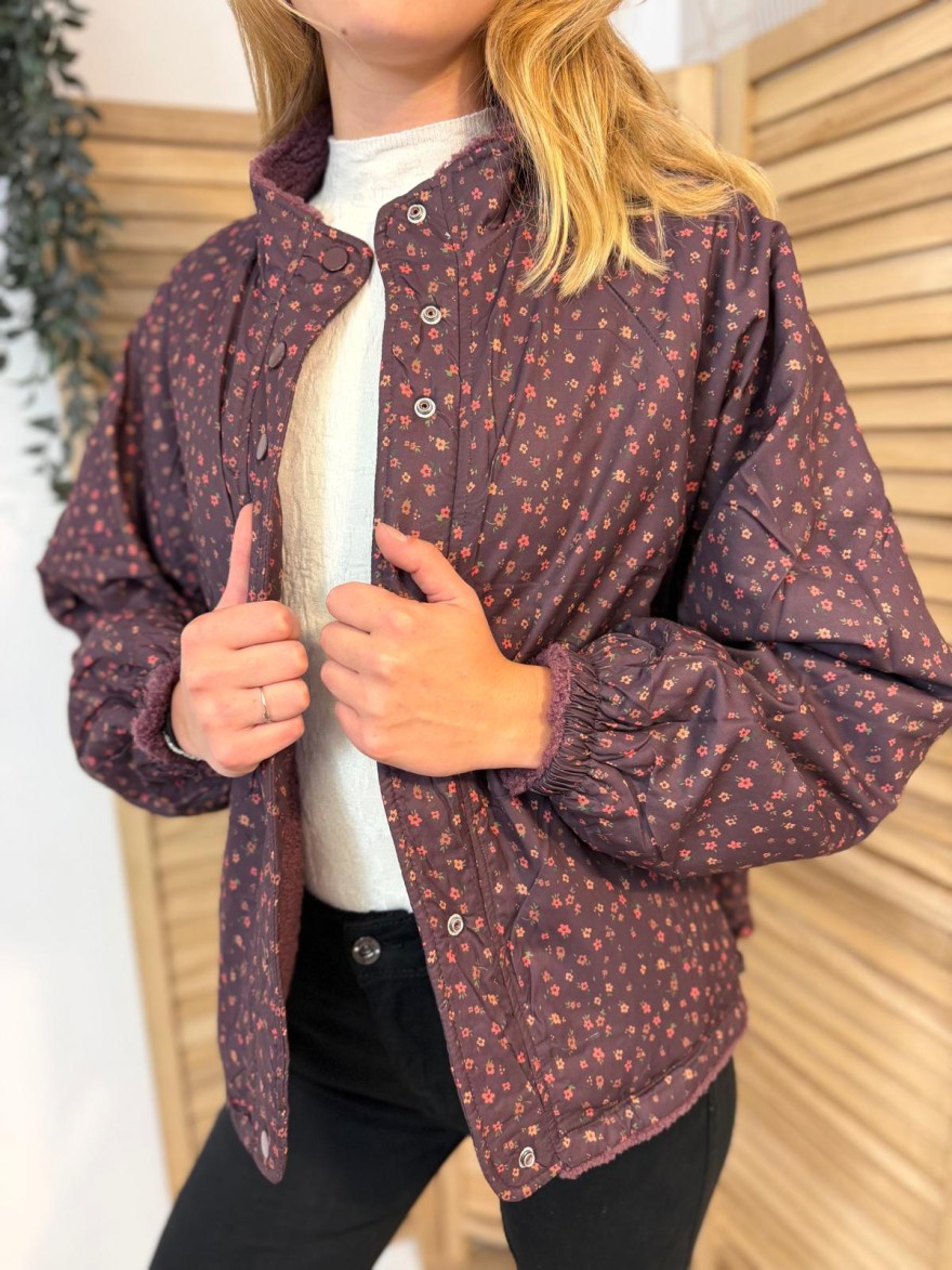 Veste Réversible Season Framboise à Motif Fleuri Femme | Marina & Paloma