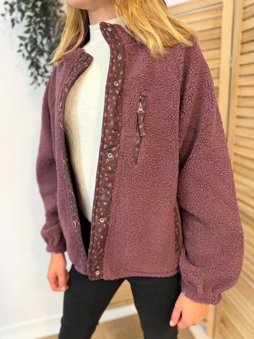 Veste Réversible Season Framboise à Motif Fleuri Femme | Marina & Paloma