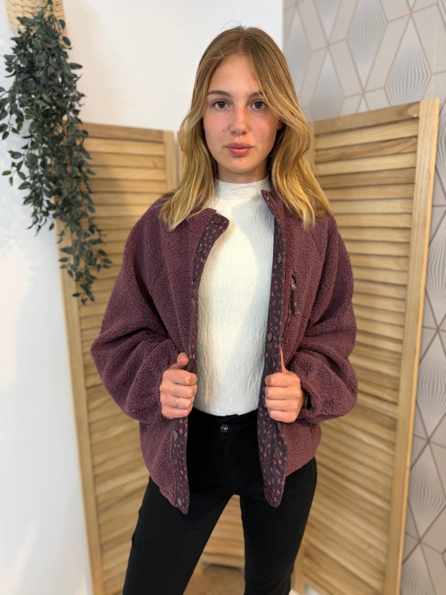 Veste Réversible Season Framboise à Motif Fleuri Femme | Marina & Paloma