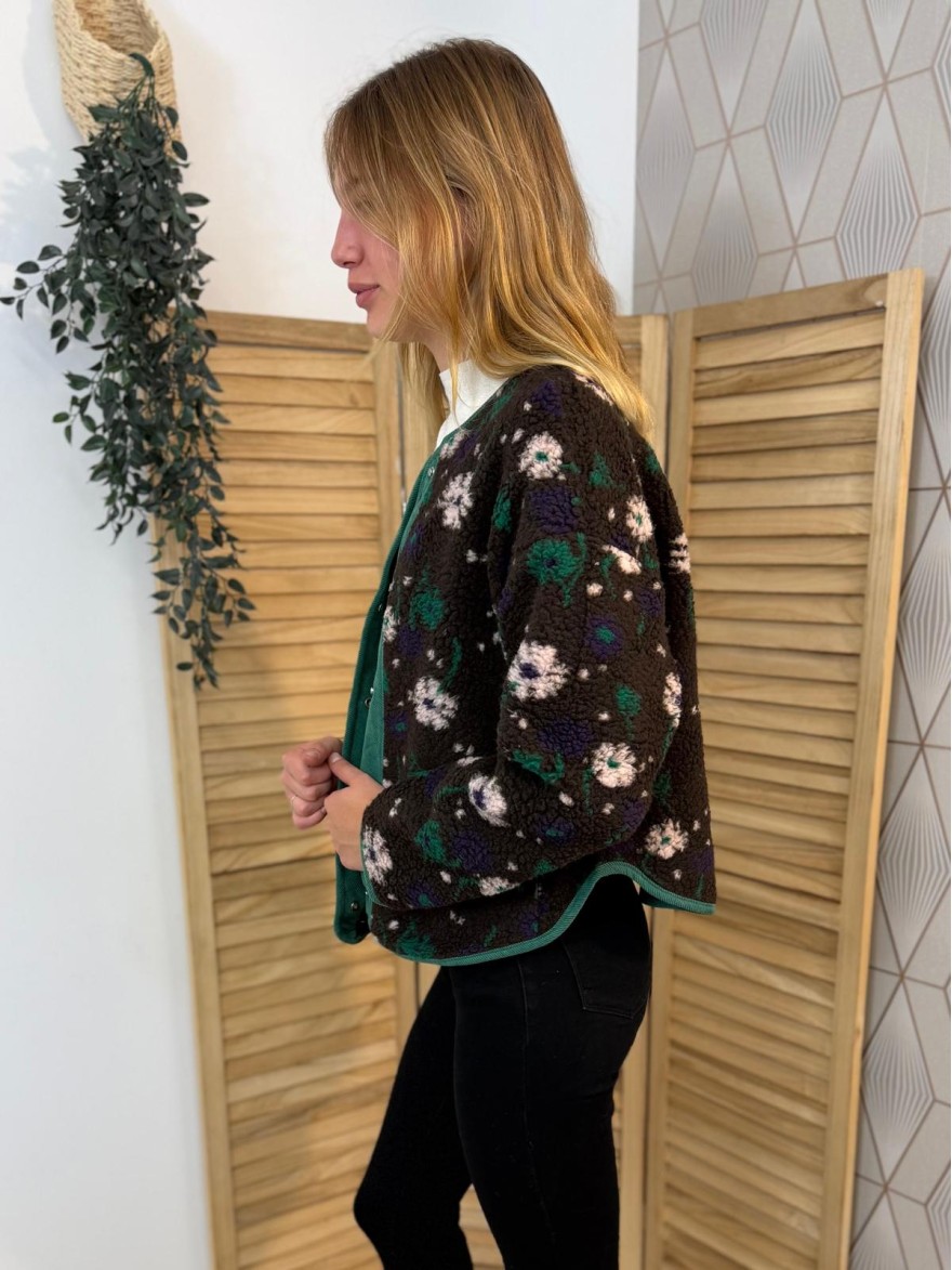 Veste Season Bicolore en Moumoute Velours Côtelé Femme | Marina & Paloma