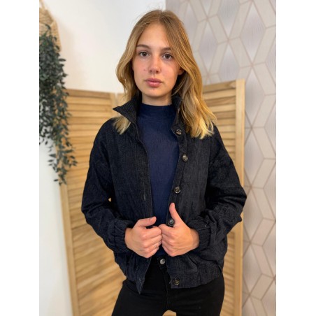 Veste Season Marine à Col Montant Coupe Droite Femme | Marina & Paloma
