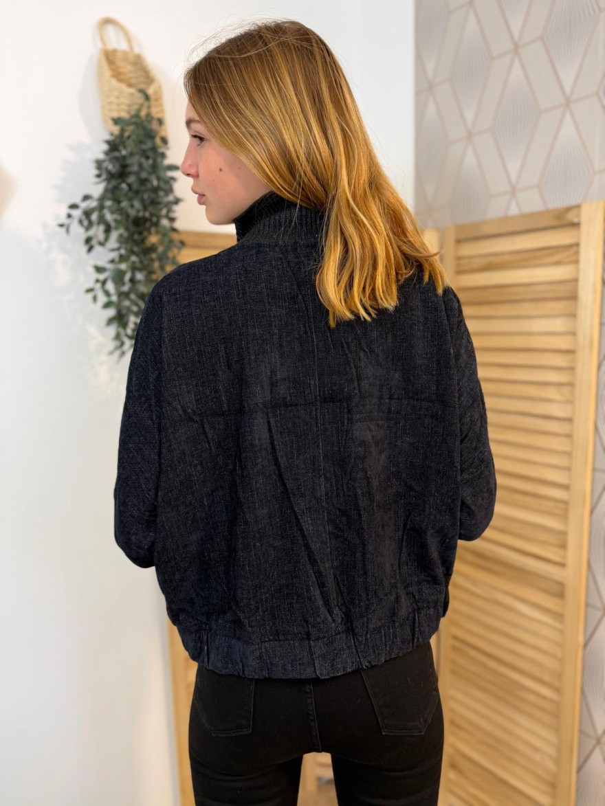 Veste Season Marine à Col Montant Coupe Droite Femme | Marina & Paloma