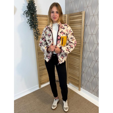 Veste Season Rose Moumoute Fleurie Col Montant Femme | Marina & Paloma