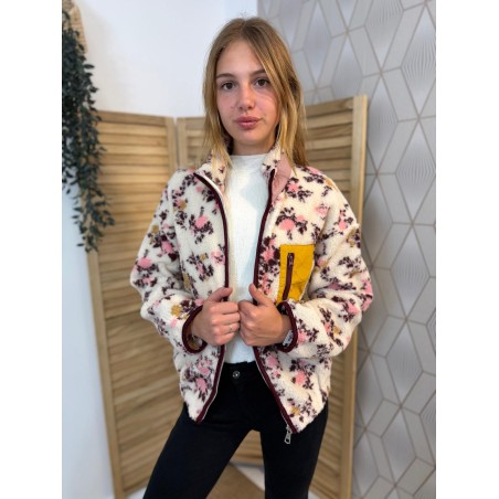 Veste Season Rose Moumoute Fleurie Col Montant Femme | Marina & Paloma