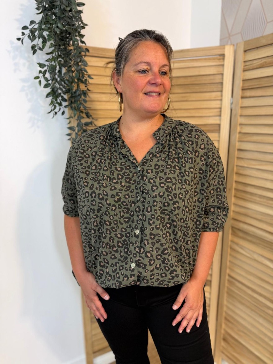 Chemise Léopard Grande Taille 100% Coton Femme | Marina & Paloma