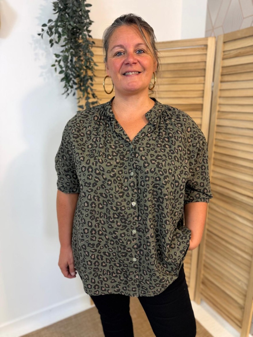 Chemise Léopard Grande Taille 100% Coton Femme | Marina & Paloma