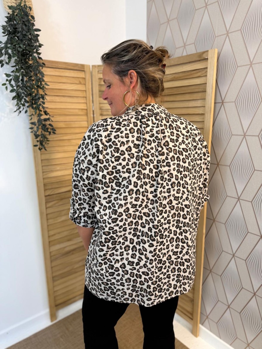 Chemise Léopard Grande Taille 100% Coton Femme | Marina & Paloma