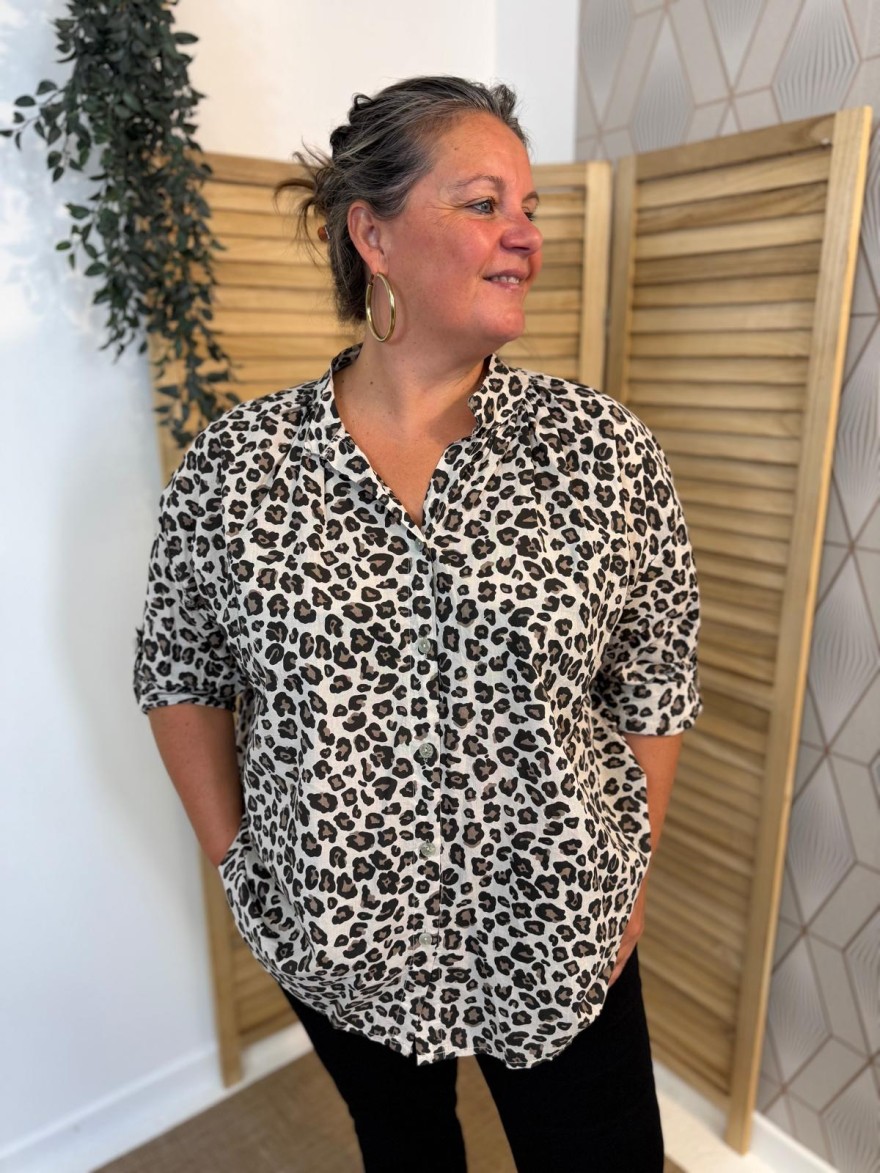 Chemise Léopard Grande Taille 100% Coton Femme | Marina & Paloma