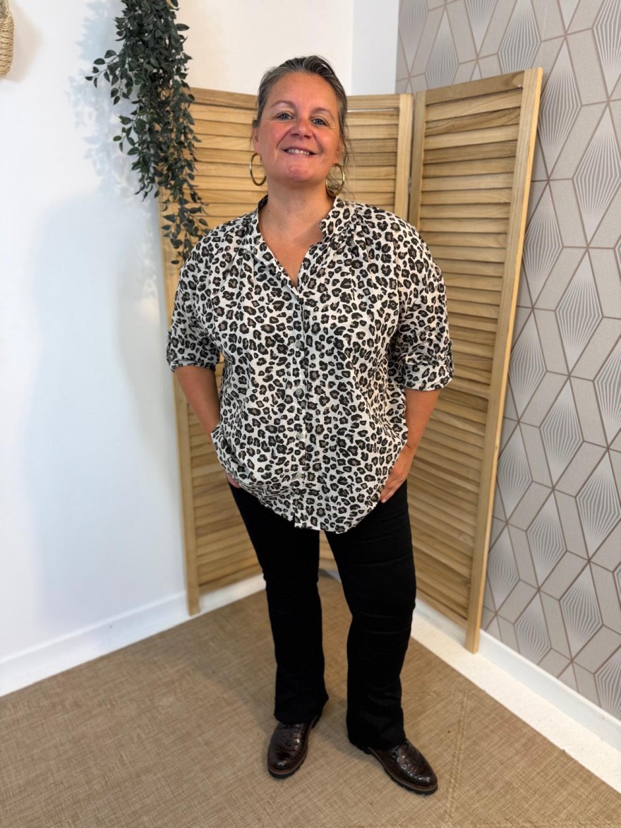 Chemise Léopard Grande Taille 100% Coton Femme | Marina & Paloma