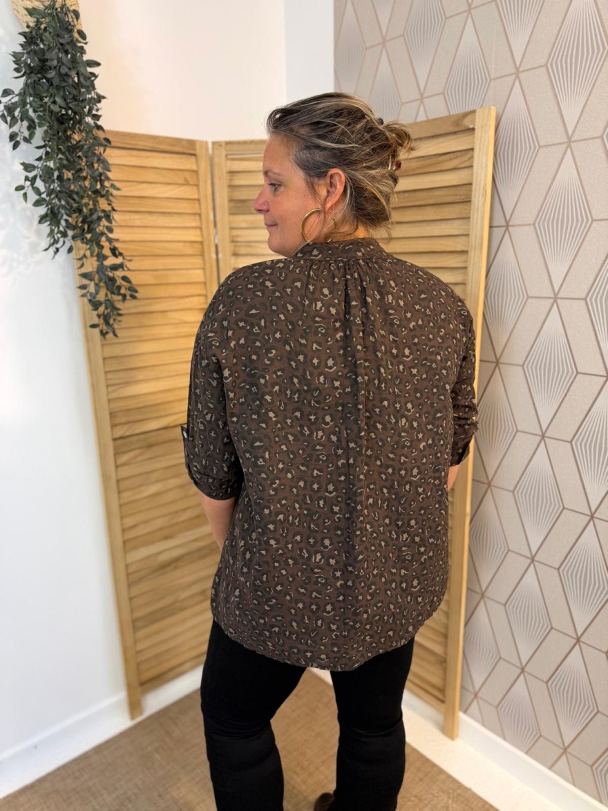 Chemise Léopard Grande Taille 100% Coton Femme | Marina & Paloma