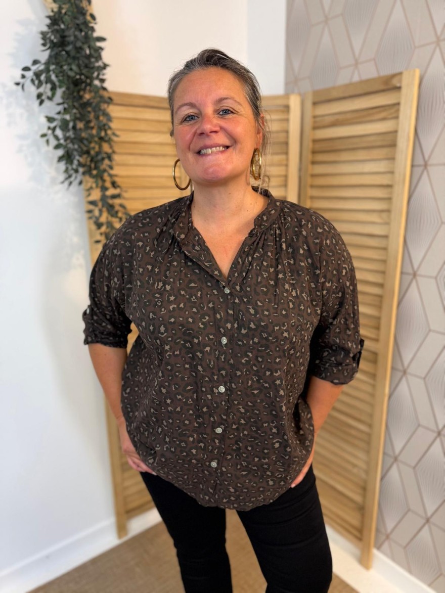 Chemise Léopard Grande Taille 100% Coton Femme | Marina & Paloma
