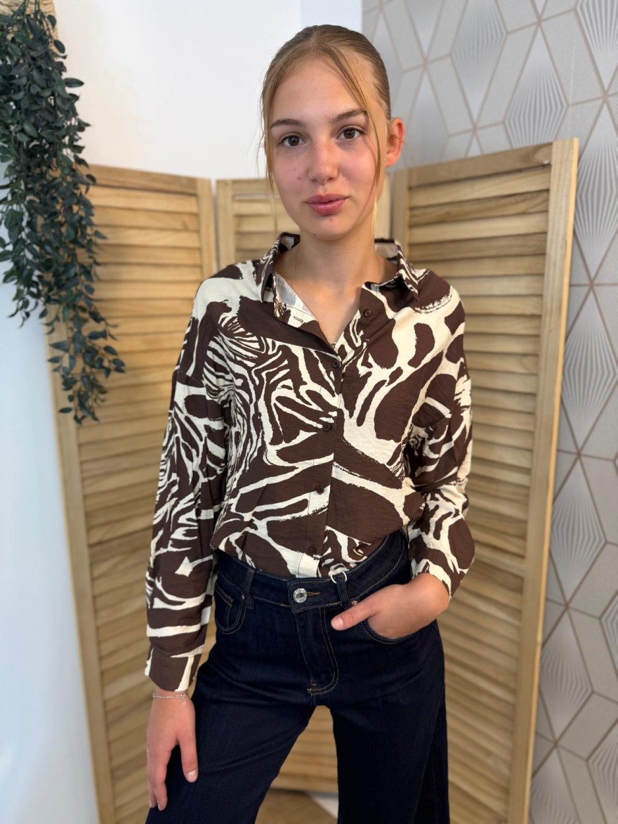 Chemise Emma et Ella Chocolat Effet Zèbre Chic & Élégante | Marina & Paloma