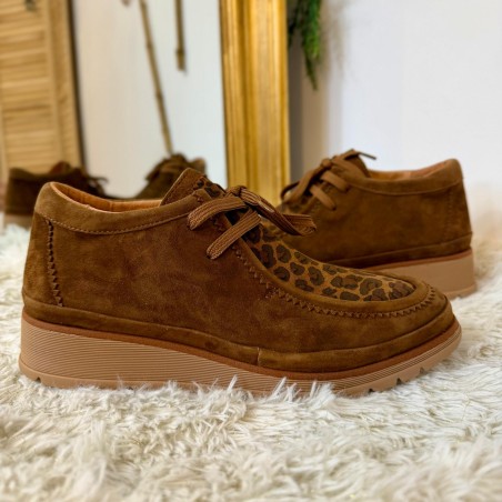 Derby Montant Fugitive Kelvine Cognac Cuir Velours 4 cm | Marina & Paloma