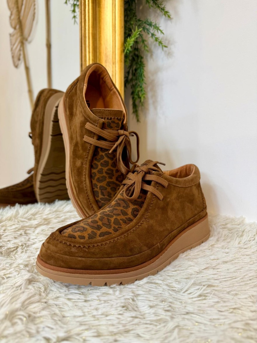 Derby Montant Fugitive Kelvine Cognac Cuir Velours 4 cm | Marina & Paloma