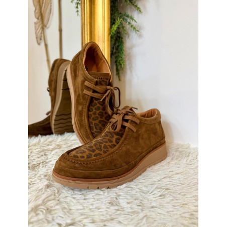 Derby Montant Fugitive Kelvine Cognac Cuir Velours 4 cm | Marina & Paloma