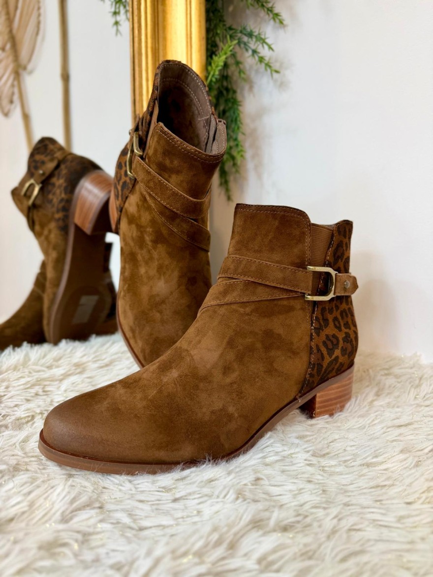 Bottine Fugitive Radion Cognac Léopard Talon 4,5 cm | Marina & Paloma