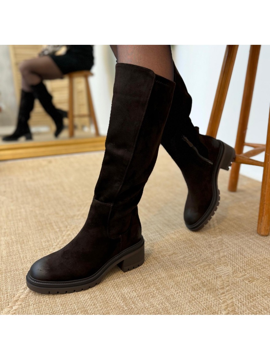 Botte à Talon Stretch ZV6597 Effet Brossé – Talon Bloc 7 cm | Marina & Paloma