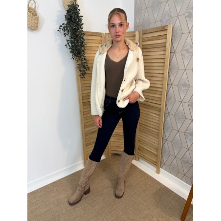 Botte Findlay à Clous Effet Velours – Talon Bloc 7 cm | Marina & Paloma