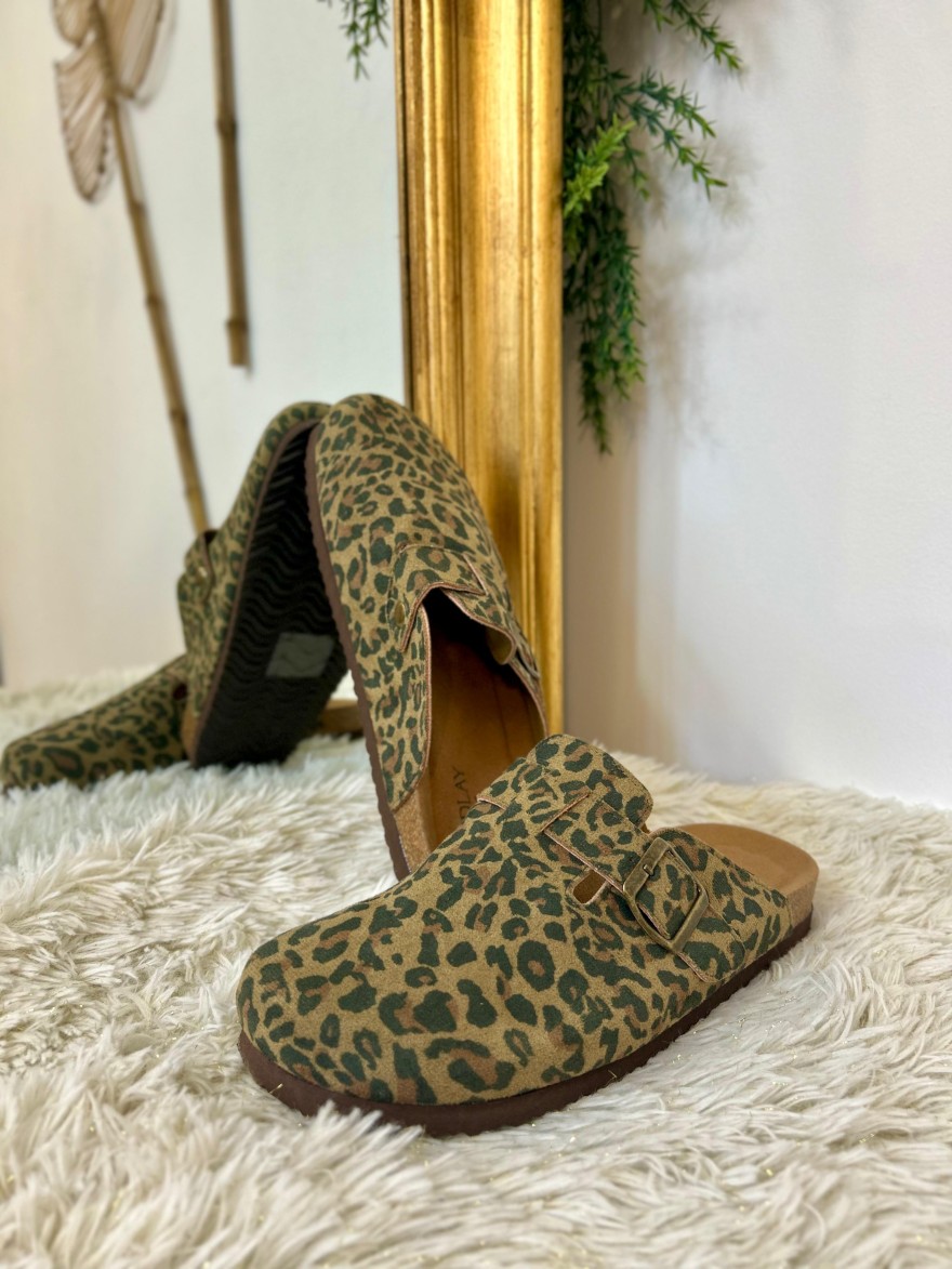 Sabot Léopard 1/Y23-32 Effet Suédine – Bride Réglable | Marina & Paloma