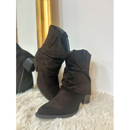 Bottine Tiag RV6607 Effet Velours Chocolat – Talon 6,5 cm | Marina & Paloma