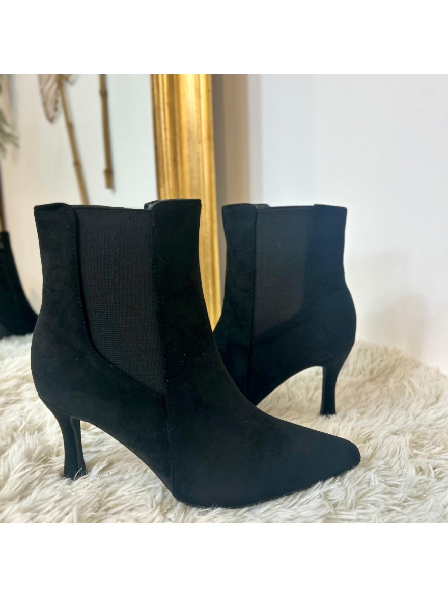 Bottine Talon Aiguille Velours Noire BYJD1620 – 8 cm | Marina & Paloma