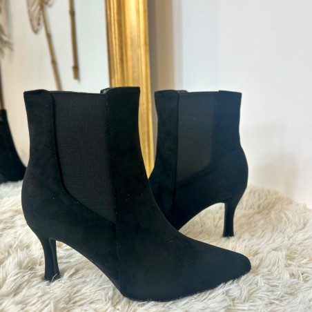 Bottine Talon Aiguille Velours Noire BYJD1620 – 8 cm | Marina & Paloma
