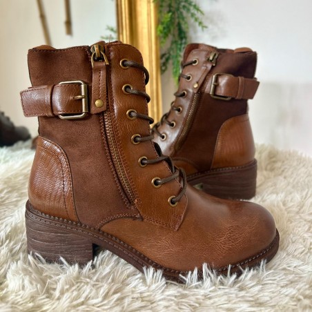 Bottine Lady Glory F6858 Marron Cognac – Talon Bloc 6 cm | Marina & Paloma
