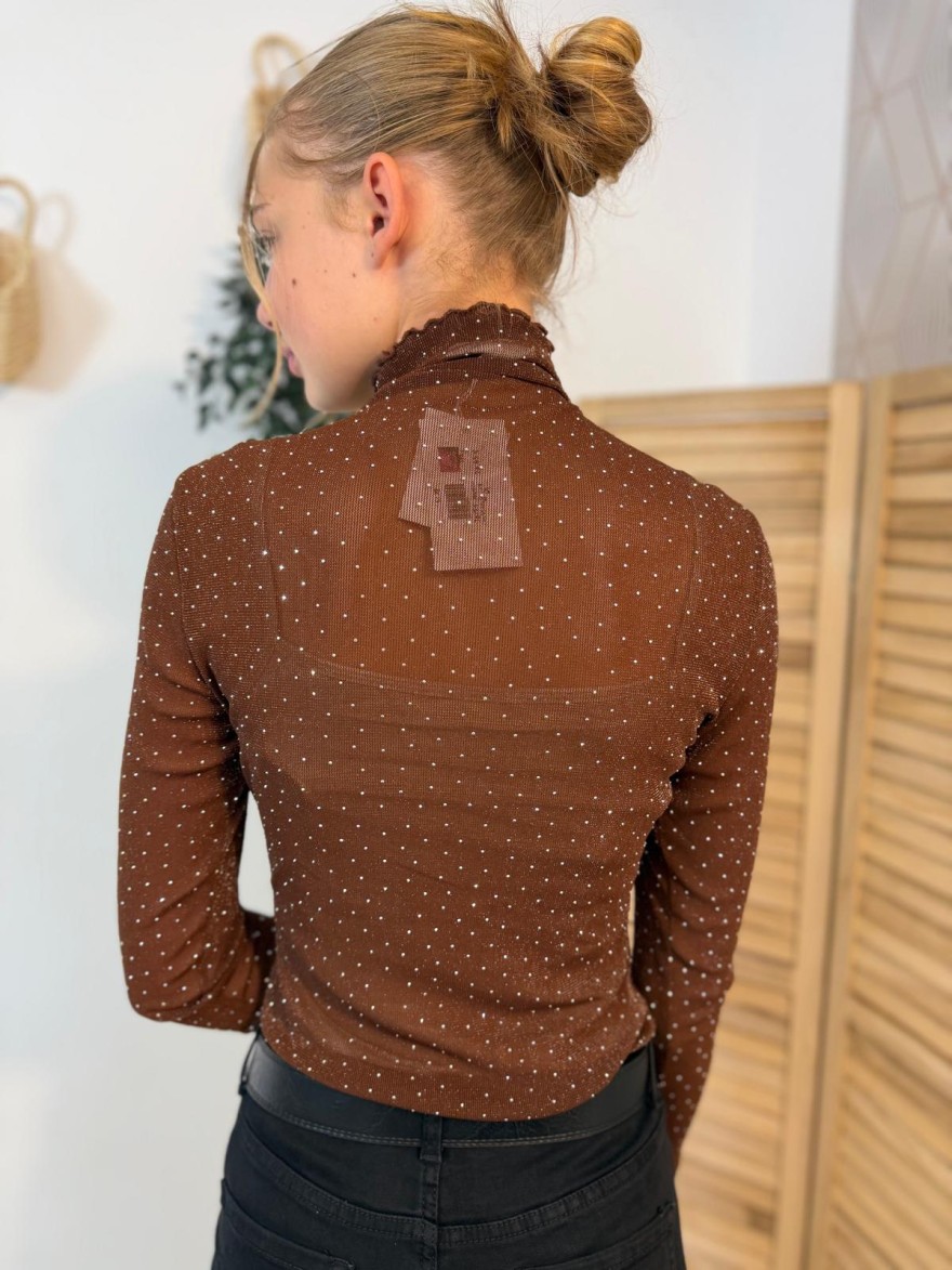 Sous Pull Transparent Marron Pailleté Kilky JP3545-29 | Marina & Paloma