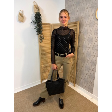 Haut Transparent Noir à Strass Kilky – Coupe ajustée | Marina & Paloma