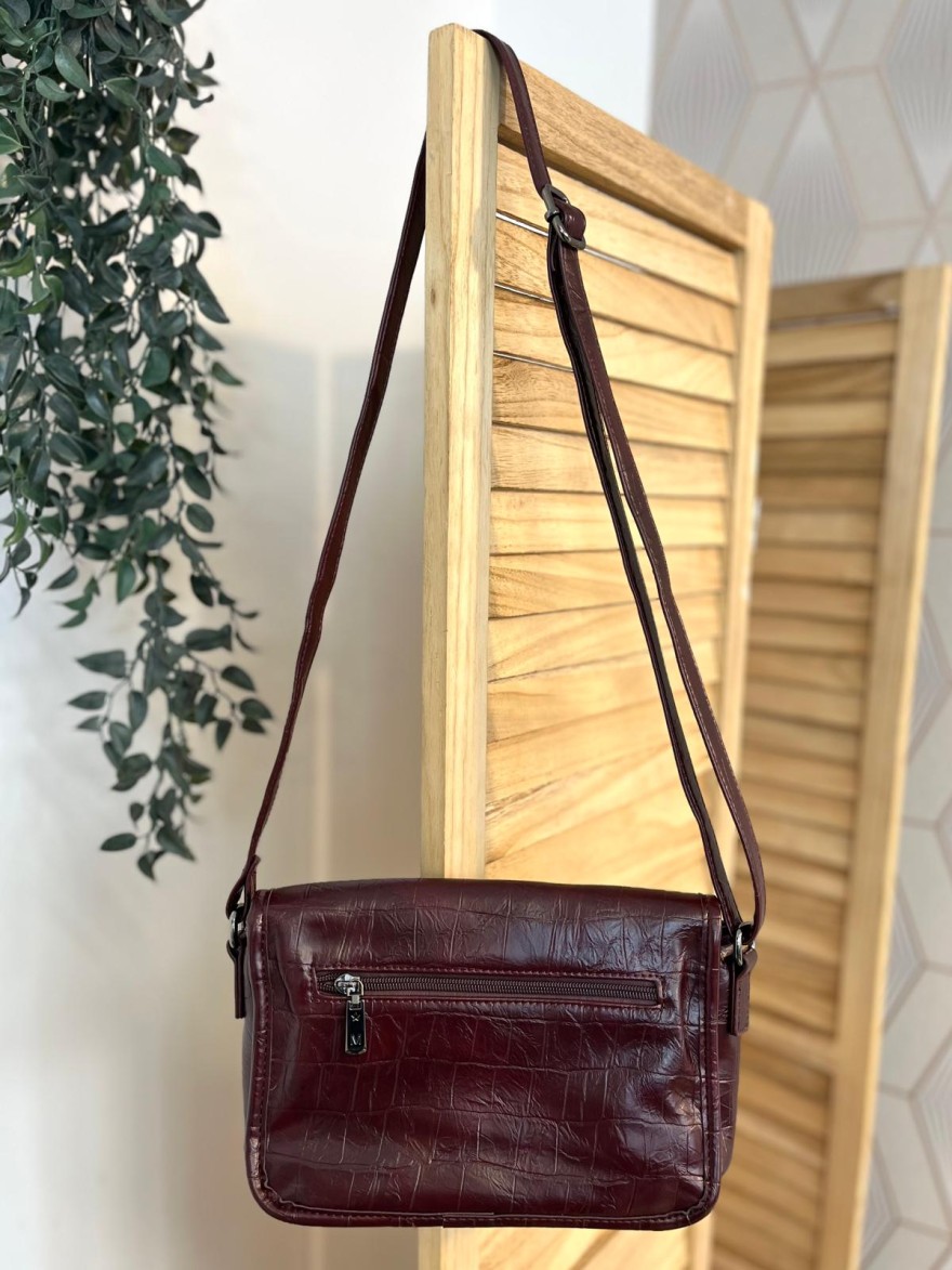 Sac avec Rabat en Vernis Souple Effet Python à poches | Marina & Paloma