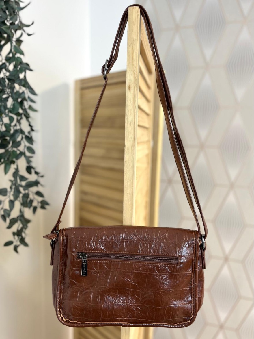 Sac avec Rabat en Vernis Souple Effet Python à poches | Marina & Paloma