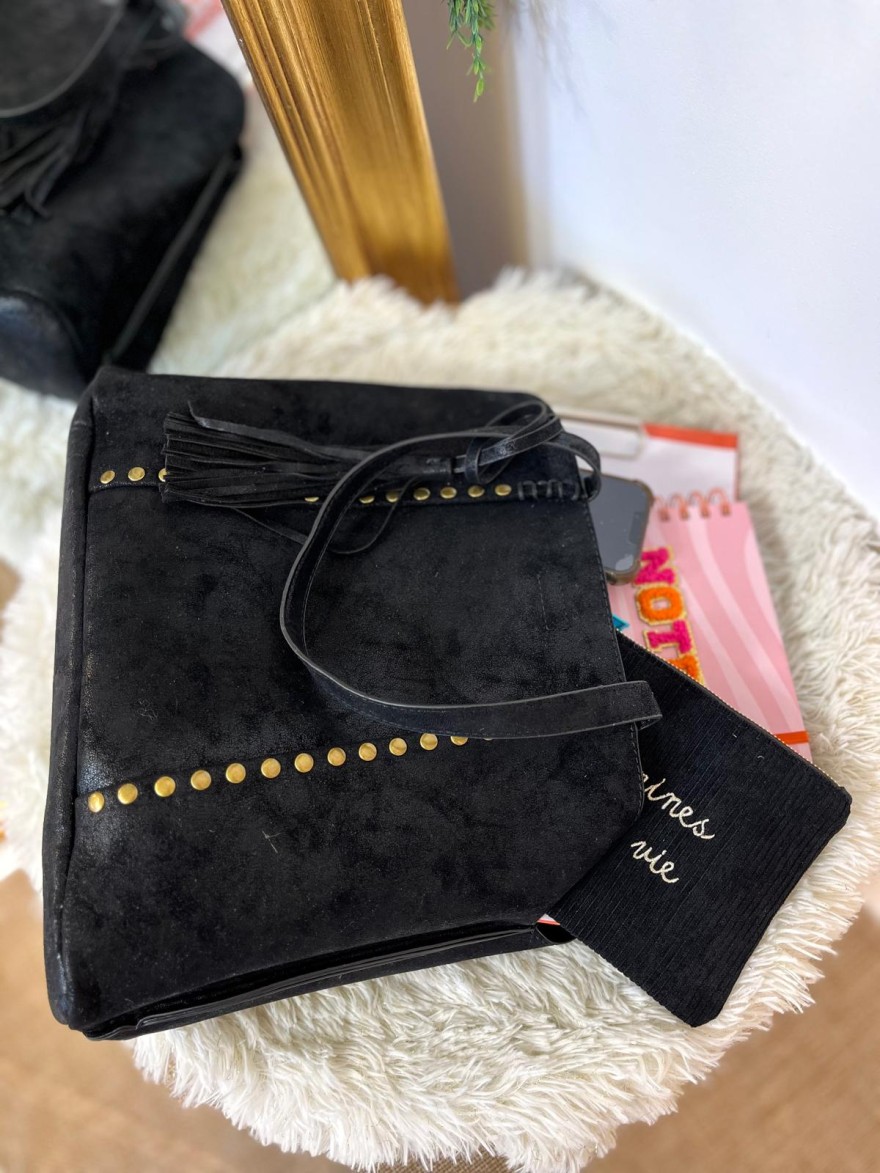 Sac porté épaule clouté effet brossé grand format femme | Marina & Paloma