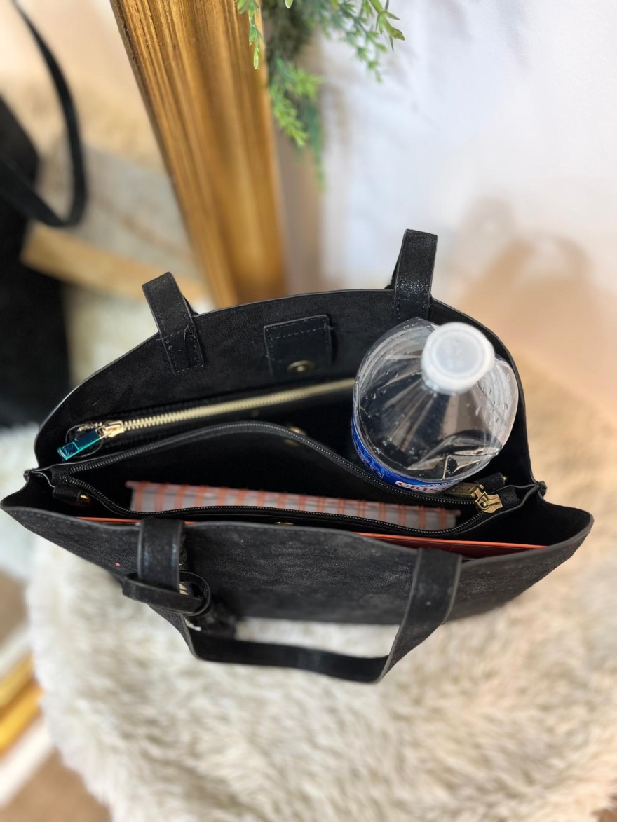 Sac porté épaule clouté effet brossé grand format femme | Marina & Paloma