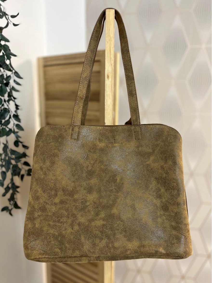 Sac porté épaule clouté effet brossé grand format femme | Marina & Paloma