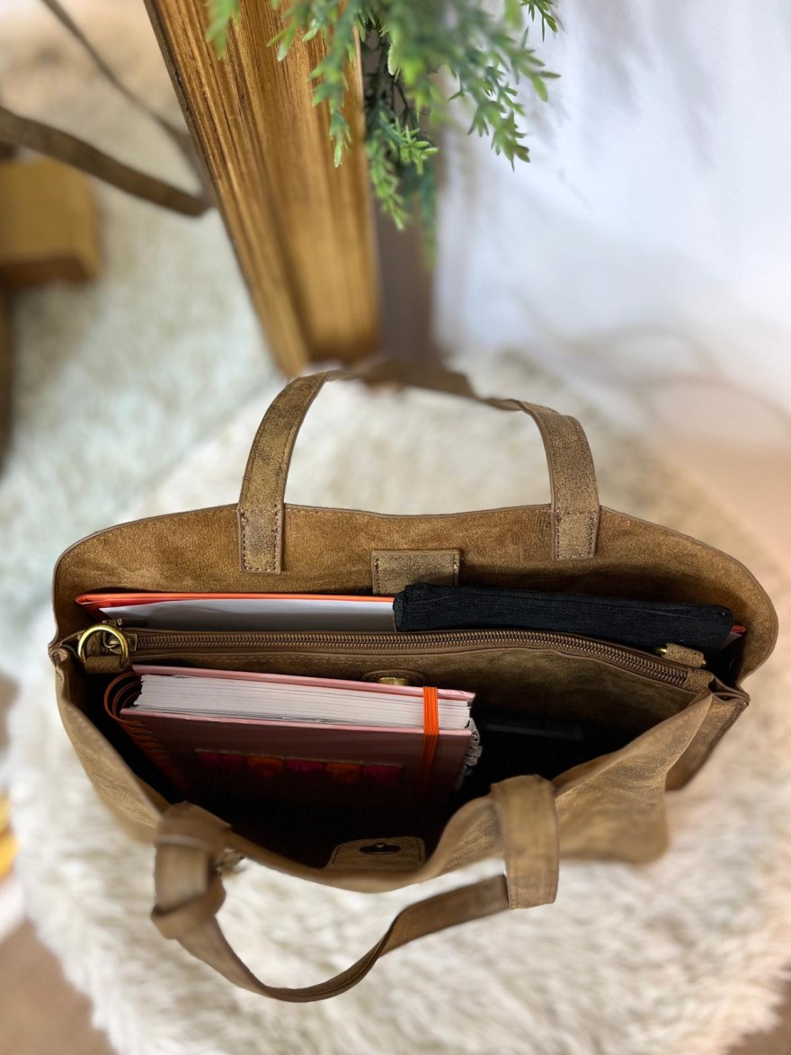 Sac porté épaule clouté effet brossé grand format femme | Marina & Paloma