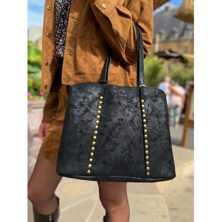 Sac porté épaule clouté effet brossé grand format femme | Marina & Paloma