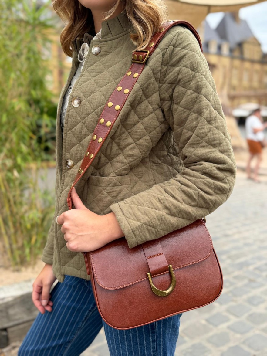 Sac avec Bandoulière Cloutée Effet Patiné Femme | Marina & Paloma
