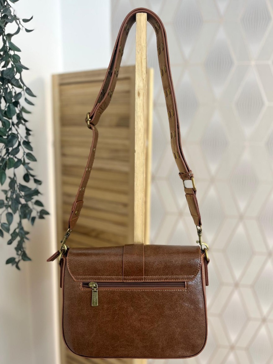Sac avec Bandoulière Cloutée Effet Patiné Femme | Marina & Paloma