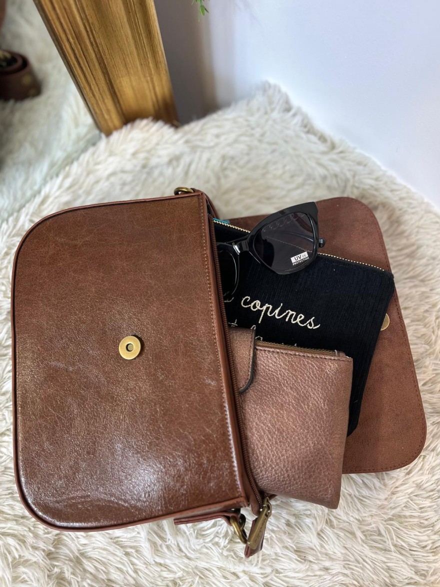 Sac avec Bandoulière Cloutée Effet Patiné Femme | Marina & Paloma