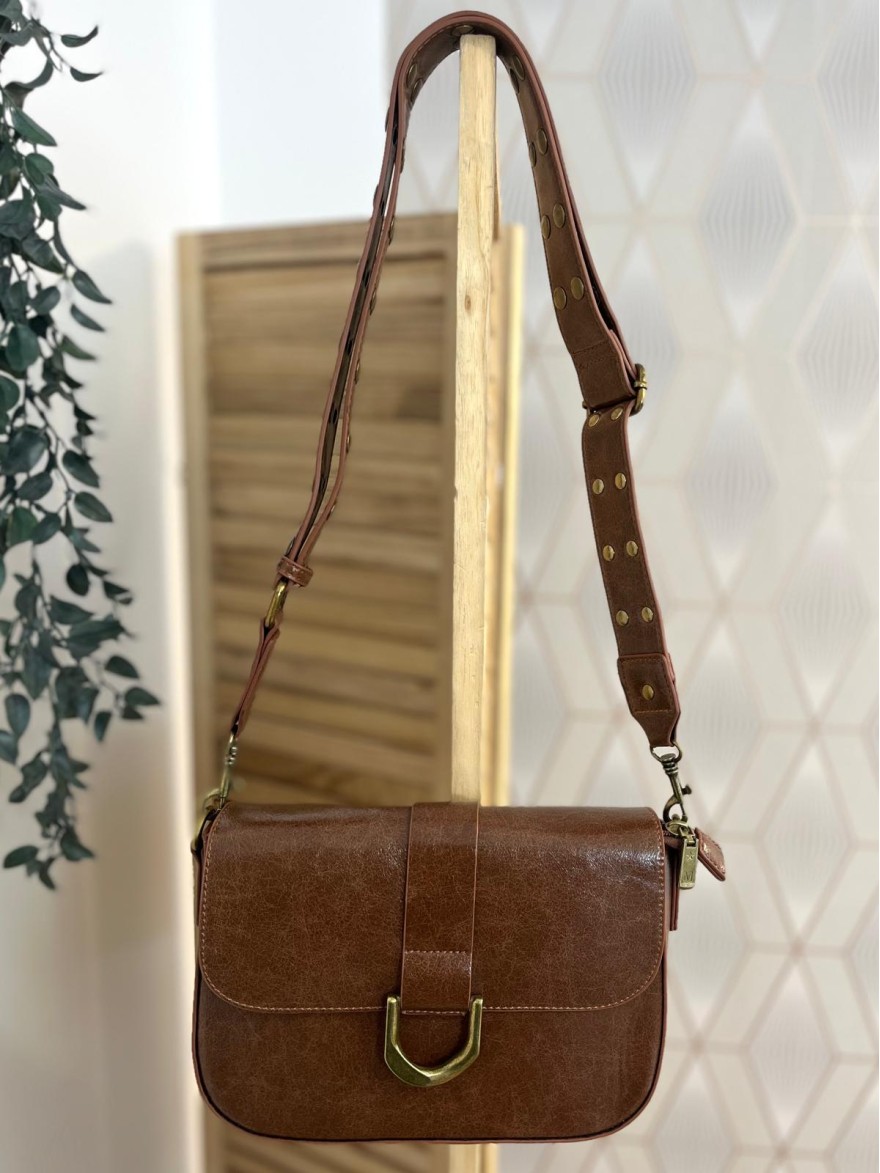 Sac avec Bandoulière Cloutée Effet Patiné Femme | Marina & Paloma