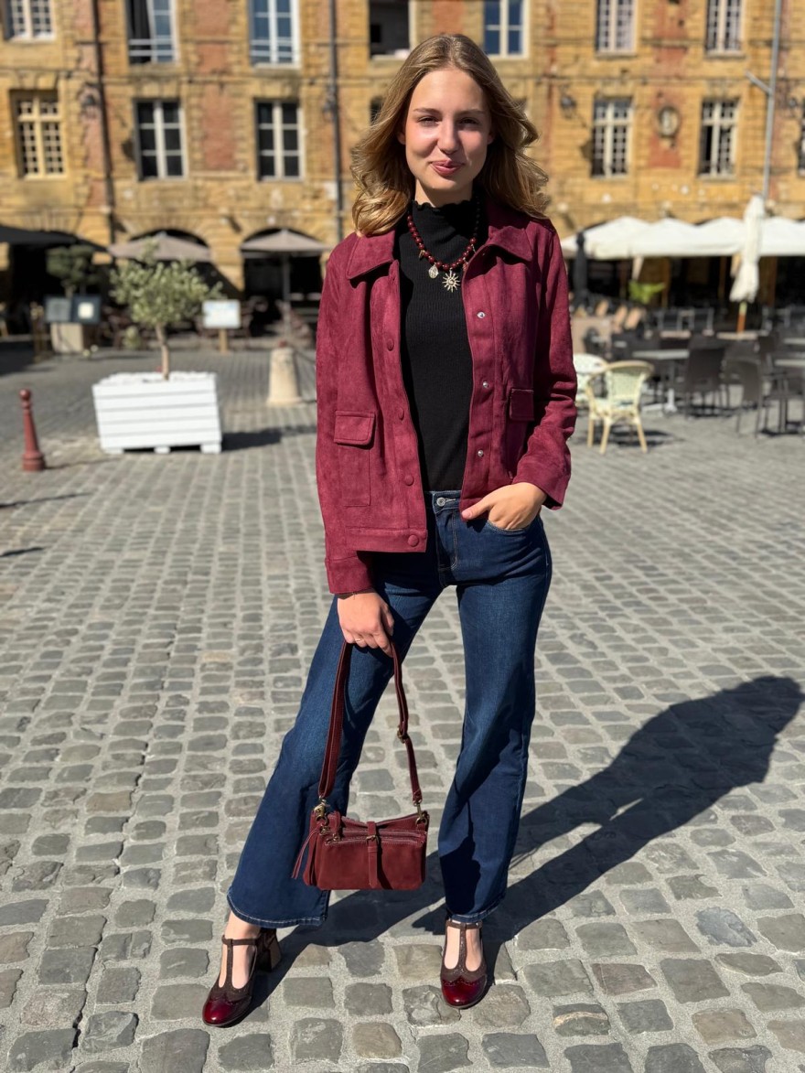 Pochette 3 Compartiments Effet Suédine – Bandoulière | Marina & Paloma
