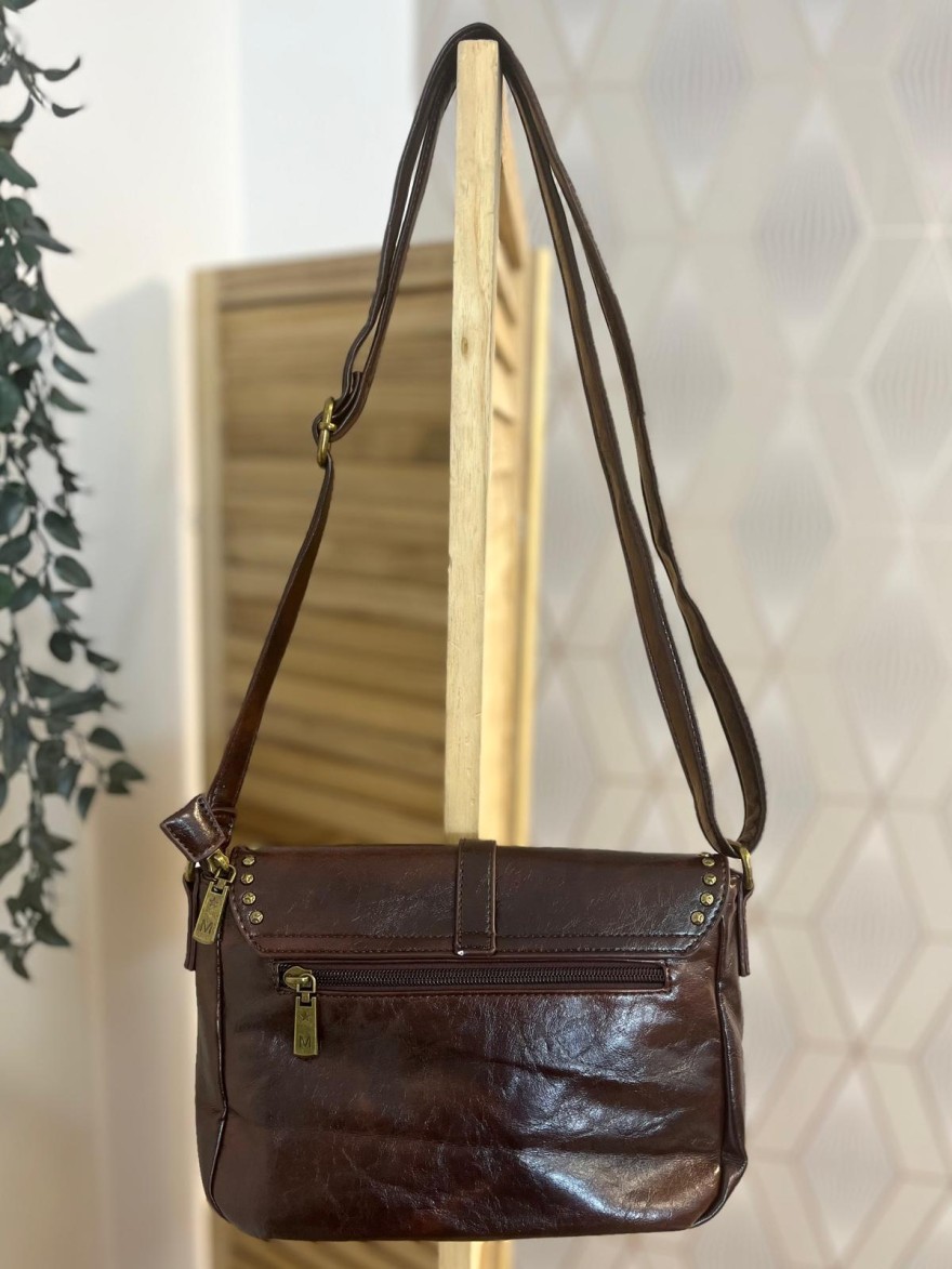 Sac avec Rabat Clouté Effet Patiné & Détails Dorés Femme | Marina & Paloma
