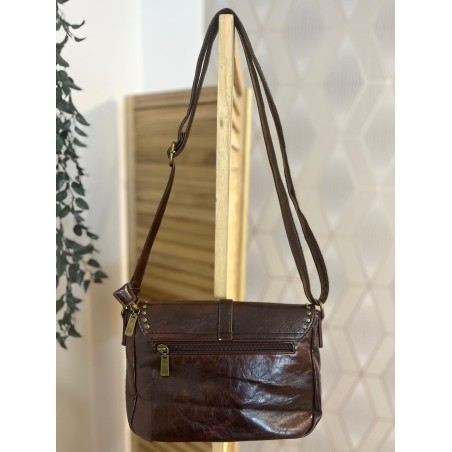 Sac avec Rabat Clouté Effet Patiné & Détails Dorés Femme | Marina & Paloma