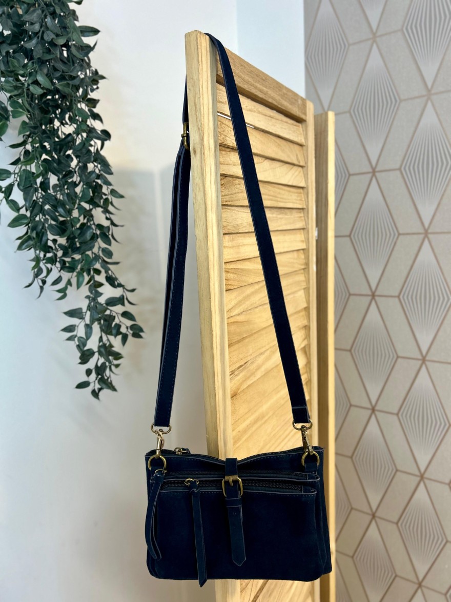 Pochette 3 Compartiments Effet Suédine – Bandoulière | Marina & Paloma