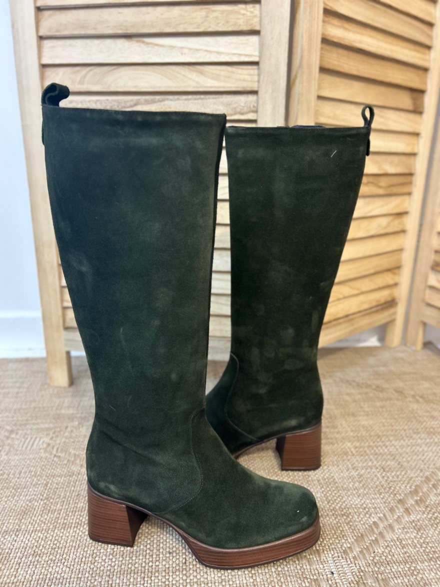 Botte Dorking Cristel D9339 Nubuck Kaki – Talon Bloc 6,5 cm | Marina & Paloma