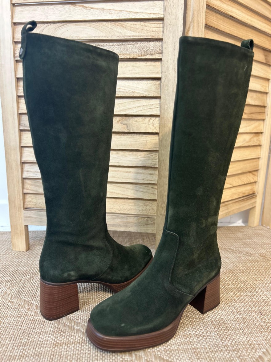 Botte Dorking Cristel D9339 Nubuck Kaki – Talon Bloc 6,5 cm | Marina & Paloma