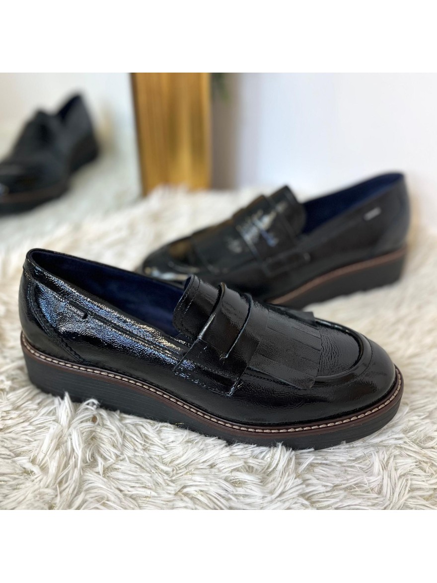 Mocassin Dorking D97 Vernis Noir Plateforme 3 cm | Marina & Paloma