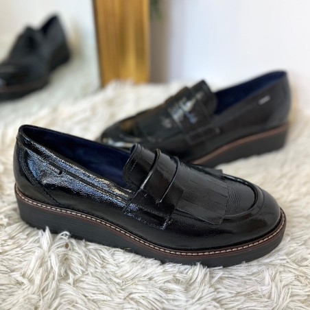 Mocassin Dorking D97 Vernis Noir Plateforme 3 cm | Marina & Paloma