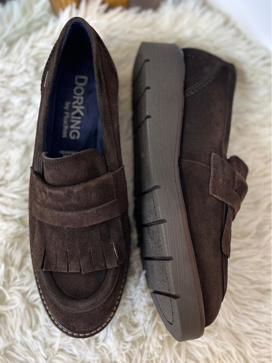 Mocassin Dorking D9782 Nubuck Marron Plateforme 3 cm | Marina & Paloma