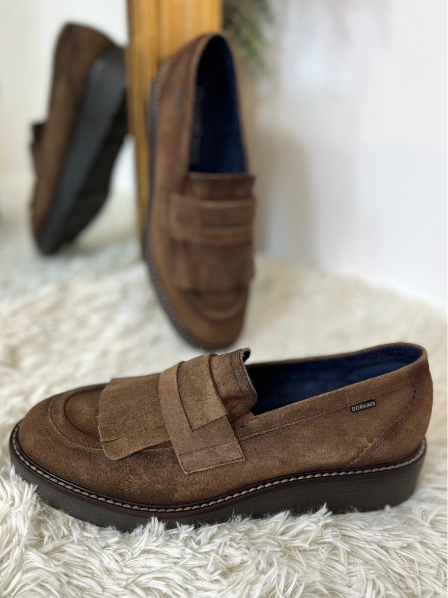 Mocassin Dorking D9782 Nubuck Marron Semelle Plateforme | Marina & Paloma